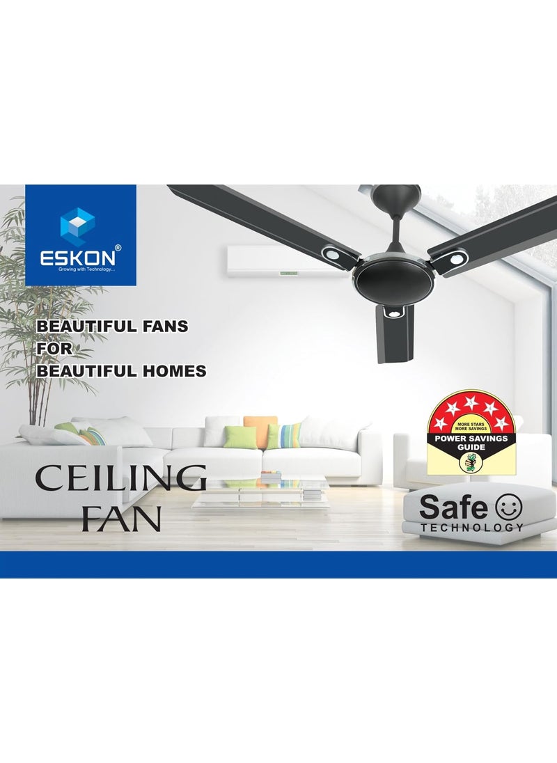ESKON ESKON VIRAT 1200mm 48 inch HighSpeed Premium Decorative Ceiling Fans for Home 400 RPM Anti RustDust 1 Years Warranty Pack of 1 SMOKE BROWN  - Image 4
