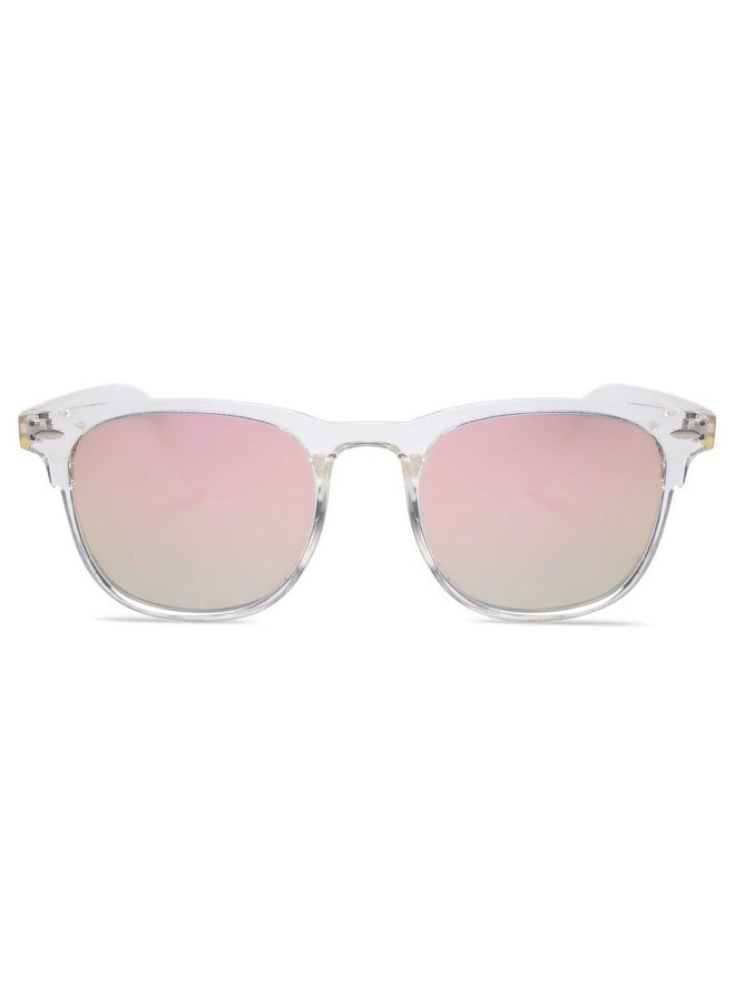 Sojos Retro Vintage Square Polarized Sunglasses For Women Men Uv Protection Lens Tr90 Frame Sunglasses Sj2112 With Crystal Frame Pink Mirrored Lens  - Image 3
