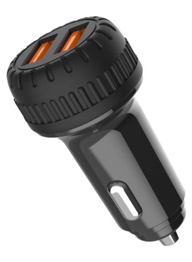 شاحن هاتف للسيارة بمنفذ USB مزدوج أسود - Image 1