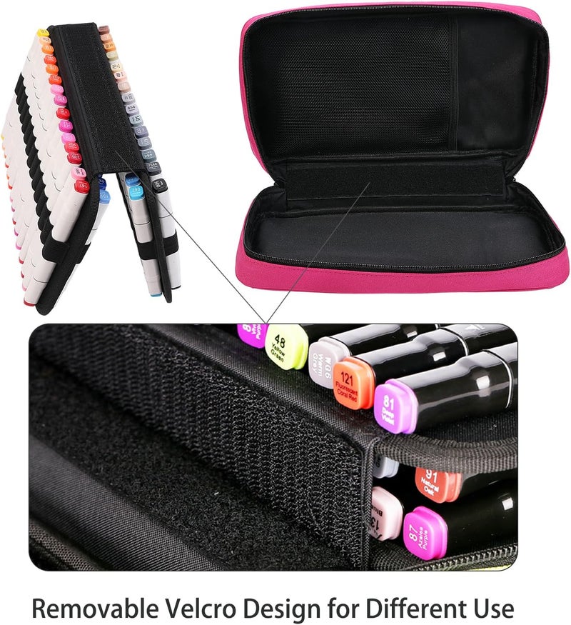 BOMKEE 60 Marker Organizer Case, Large 60 Marker Case, Large Capacity Marker Storage Case, Pen Case, Pencil Case with Carry Handle - Image 2