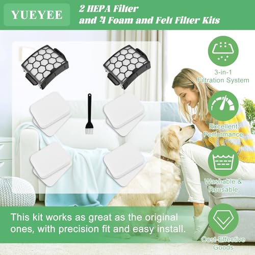 YUEYEE Filter Replacement for Shark UV850 UV900 LA490 LA492 Rotator Lift-Away ADV DuoClean PowerFins Upright Vacuum, Part XHF320 and XFFK602UKT, 4 Foam 2 HEPA - Image 3
