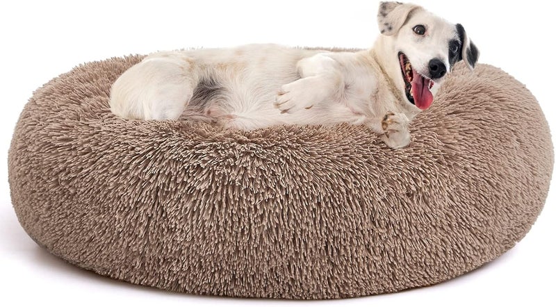 MIXJOY Orthopedic Dog Bed Comfortable Donut Cuddler Round Dog Bed Ultra Soft Washable Dog and Cat Cushion Bed (20''/23''/30'') (30'', Brown) - Image 1