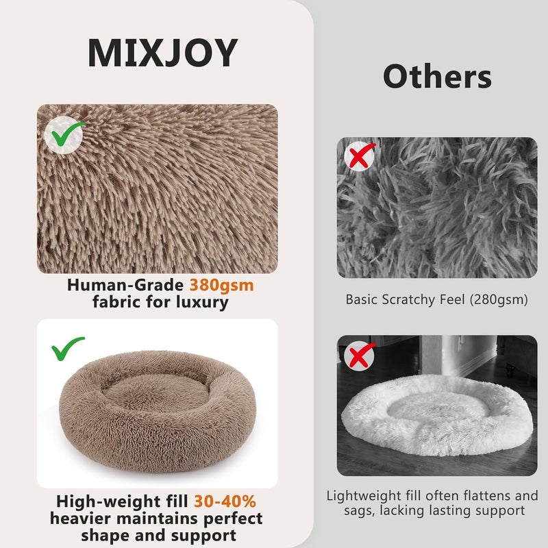 MIXJOY Orthopedic Dog Bed Comfortable Donut Cuddler Round Dog Bed Ultra Soft Washable Dog and Cat Cushion Bed (20''/23''/30'') (30'', Brown) - Image 3