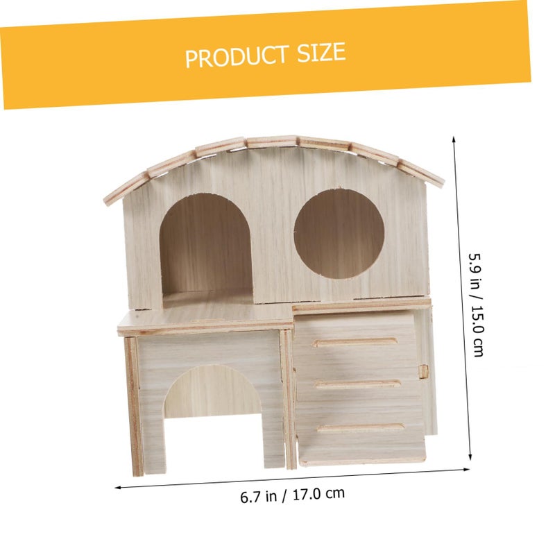 Wooden Hamster Hideout Villa Safe Resting Space for Small Pets Play - Image 3