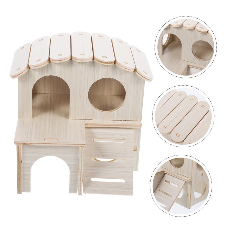 Wooden Hamster Hideout Villa Safe Resting Space for Small Pets Play - Image 5