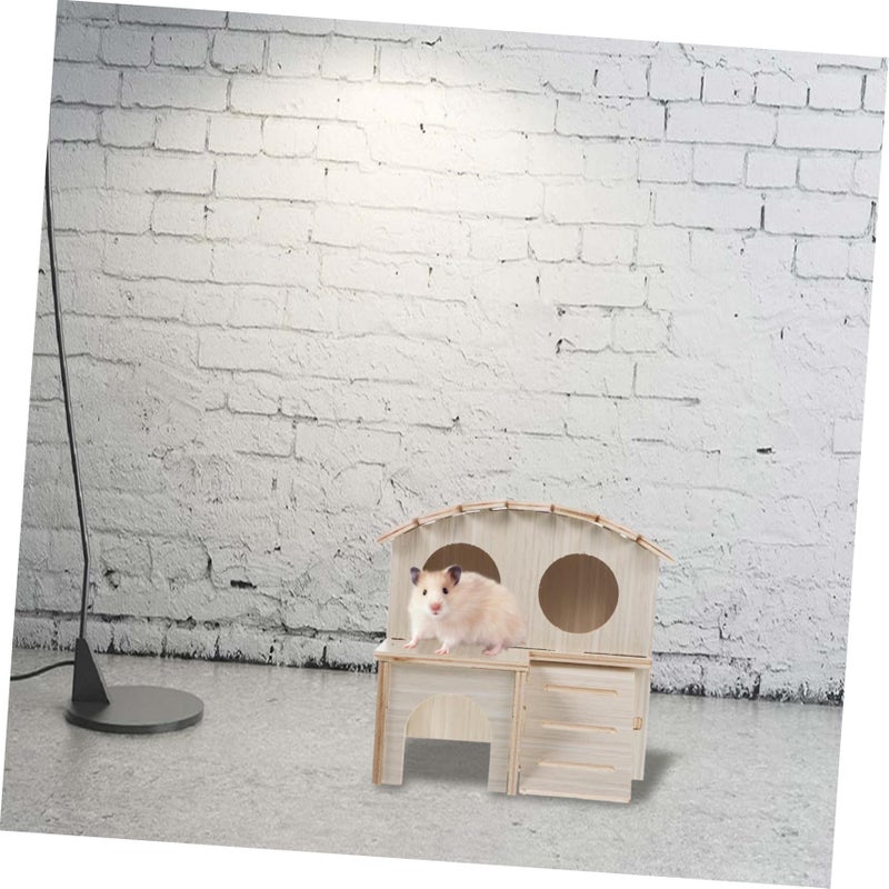 Wooden Hamster Hideout Villa Safe Resting Space for Small Pets Play - Image 4