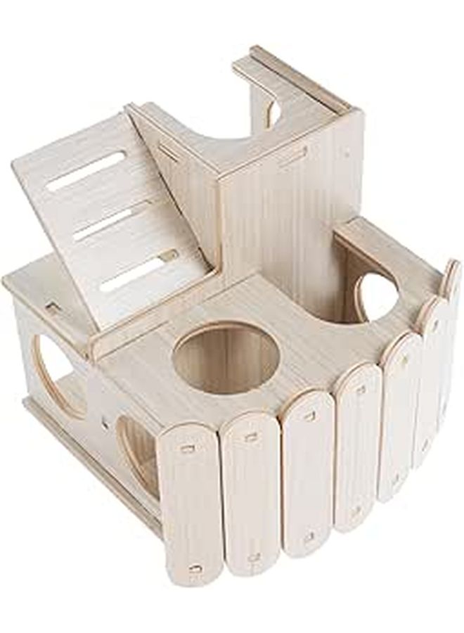 Wooden Hamster Hideout Villa Safe Resting Space for Small Pets Play - Image 1