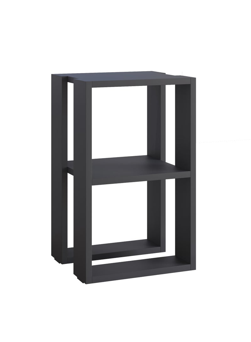 موراه طاولة جانبية عصرية من موراه هوم لوني | طاولة جانبية متعددة الاستخدامات لغرفة النوم والمعيشة | طاولة بطابقين | 30×34×55 سم، رمادي غامق - Image 5