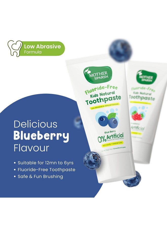 موذر سبارش معجون أسنان ماذر سبارش للأطفال - 50 جرام، بنكهة التوت الأزرق (مع فرشاة أسنان مجانية) | يقوي اللثة ويبيض الأسنان | معجون أسنان للأطفال خالٍ من المواد الحافظة والفلورايد | مضاد للتسوس والعناية بمينا الأسنان - Image 3