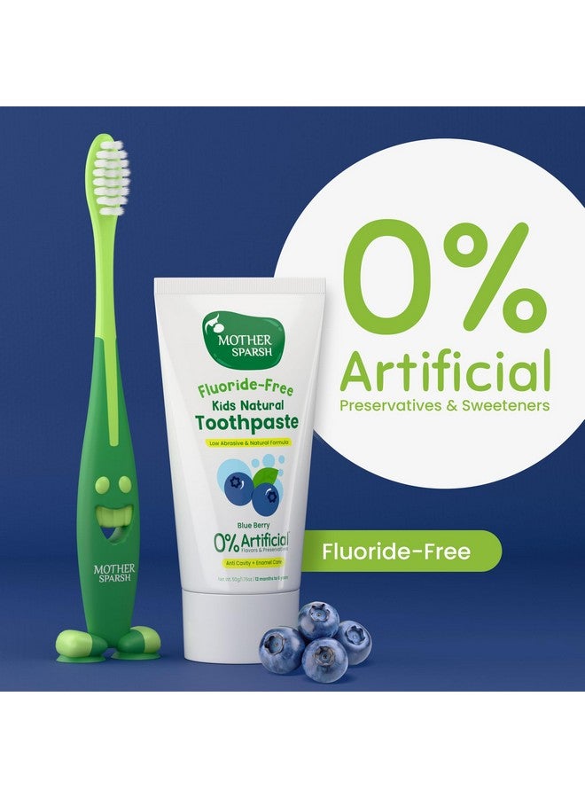 موذر سبارش معجون أسنان ماذر سبارش للأطفال - 50 جرام، بنكهة التوت الأزرق (مع فرشاة أسنان مجانية) | يقوي اللثة ويبيض الأسنان | معجون أسنان للأطفال خالٍ من المواد الحافظة والفلورايد | مضاد للتسوس والعناية بمينا الأسنان - Image 2