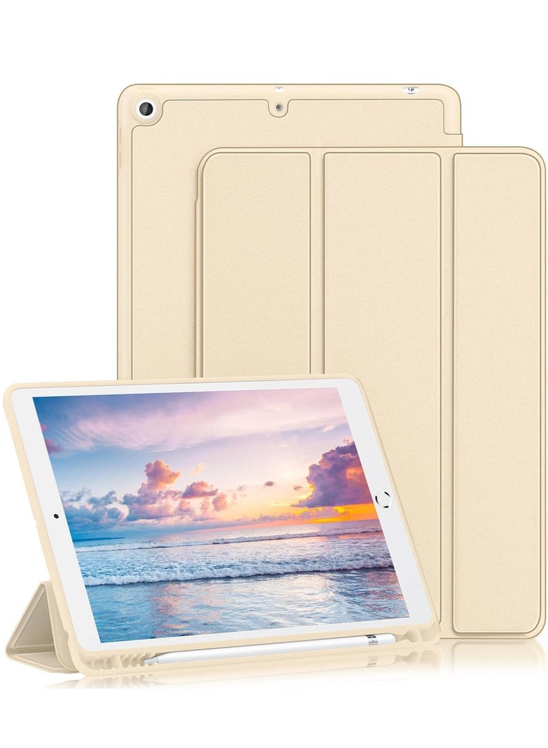 ELTRAZONE iPad 9th/8th/7th Generation Case (2021/2020/2019) - iPad 10.2-Inch Case with Pencil Holder, Slim Soft TPU Back Smart Magnetic Stand (Champagne Gold) - Image 1