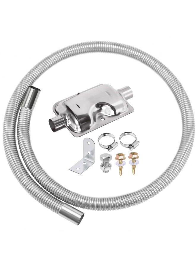 Swpeet 8Pcs 1" X 47"- 25Mm 120Cm Stainless Steel Diesel Heater Exhaust Pipe And Silencer Muffler With 18Mm-29Mm Hose Clamps Kit, Fuel Tank Gas Vent Tubing For Car Vehicle - Image 1