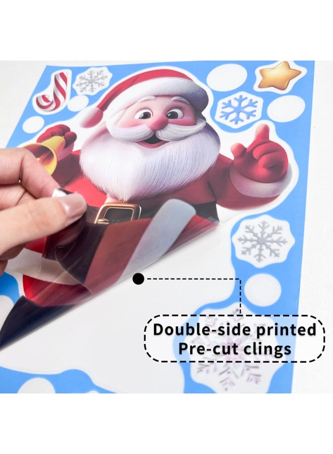 HOMESTAR Christmas Window Stickers, 9 Pieces Electrostatic PVC Santa Claus ,Christmas Tree,Snowman Patterns, Self Adhesive, Ideal for Windows, Glass Doors, Christmas - Image 3
