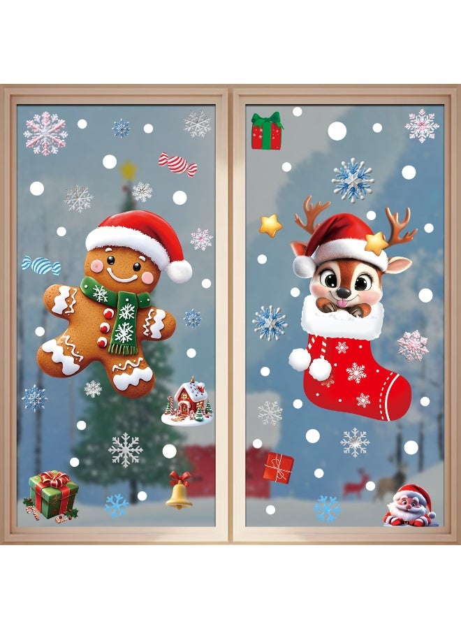 HOMESTAR Christmas Window Stickers, 9 Pieces Electrostatic PVC Santa Claus ,Christmas Tree,Snowman Patterns, Self Adhesive, Ideal for Windows, Glass Doors, Christmas - Image 2