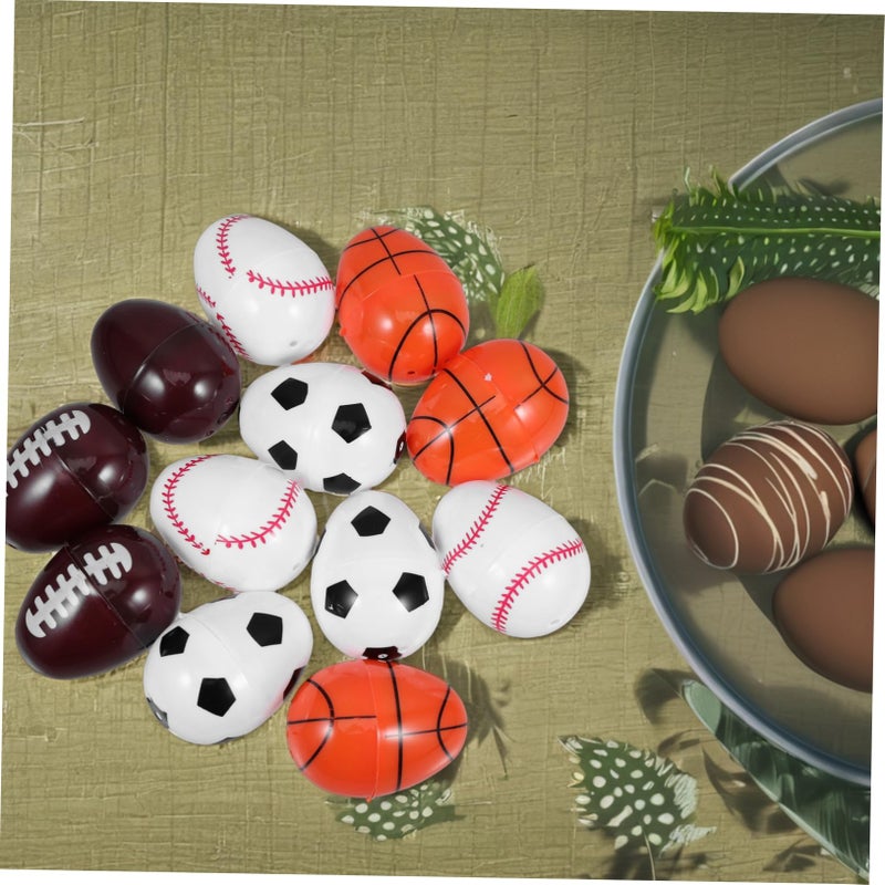 12 Piece Fillable Easter Eggs with Openable Design Sports Theme for Candy Toys and Birthday Fun - Image 5