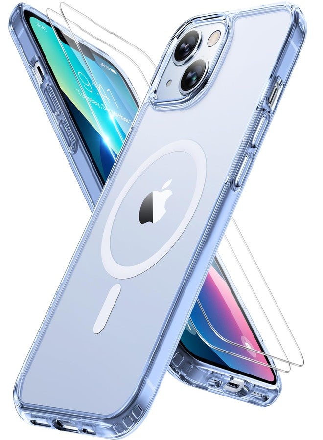 Miracase Magnetic Series for iPhone 13 Case [Compatible with MagSafe] [with 2X Screen Protectors] Military-Grade Protection, Anti-Fingerprint, Slim Design Phone Case for iPhone 13, Clear Blue - Image 1