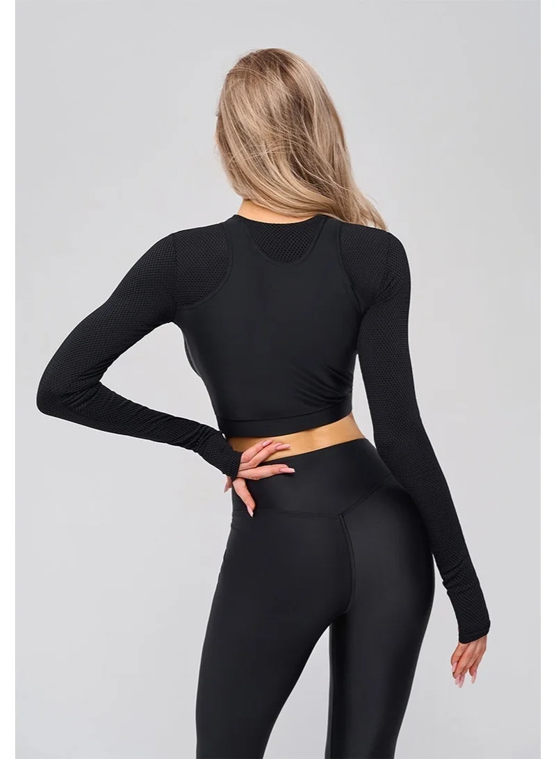 Bona Fide Rashguard Extra Black Bona Fide Workout Tops for Women - Short/Long Sleeve Compression Shirt - Breathable Tight Crop Top for Gym, Running, Yoga for Women | Best Price UAE