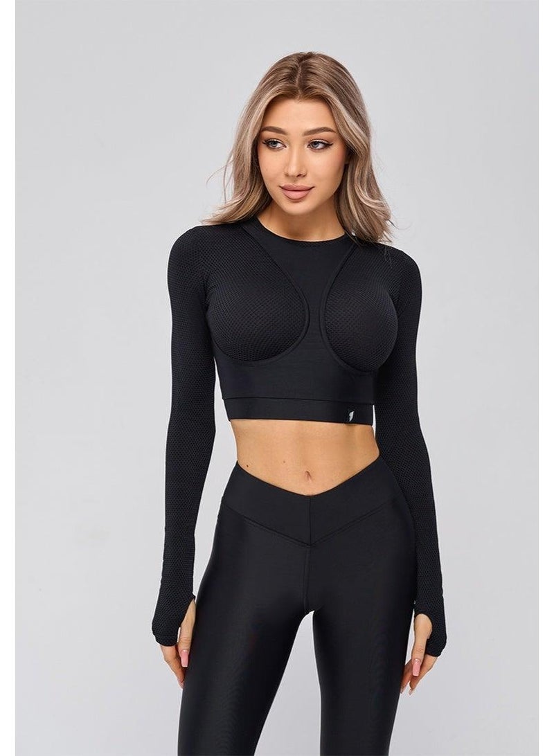 Bona Fide Rashguard Extra Crop Top for Ladies – Black - Image 4
