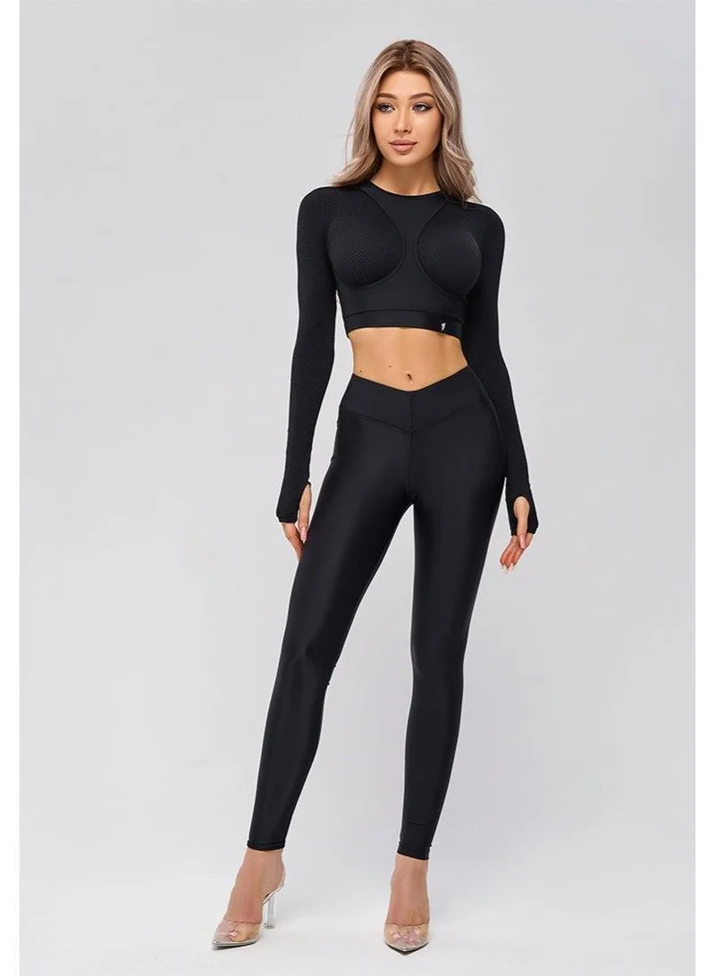 Bona Fide Rashguard Extra Black Rashguard Extra Crop Long Sleeve Gym Top for Women for Women | Best Price UAE
