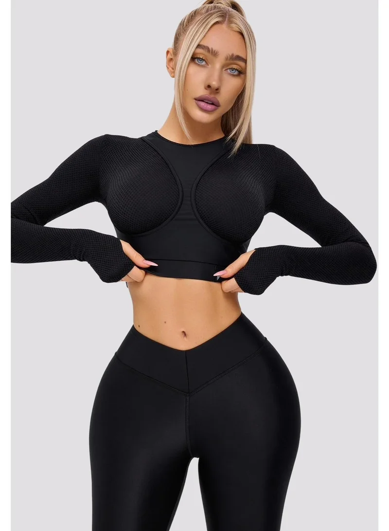 Rashguard Extra Crop Long Sleeve Gym Top for Women