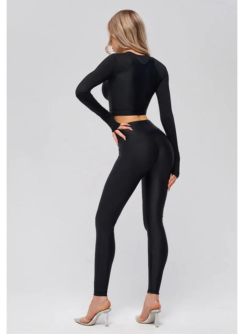 Bona Fide Rashguard Extra Black Rashguard Extra Crop Long Sleeve Gym Top for Women for Women | Best Price UAE