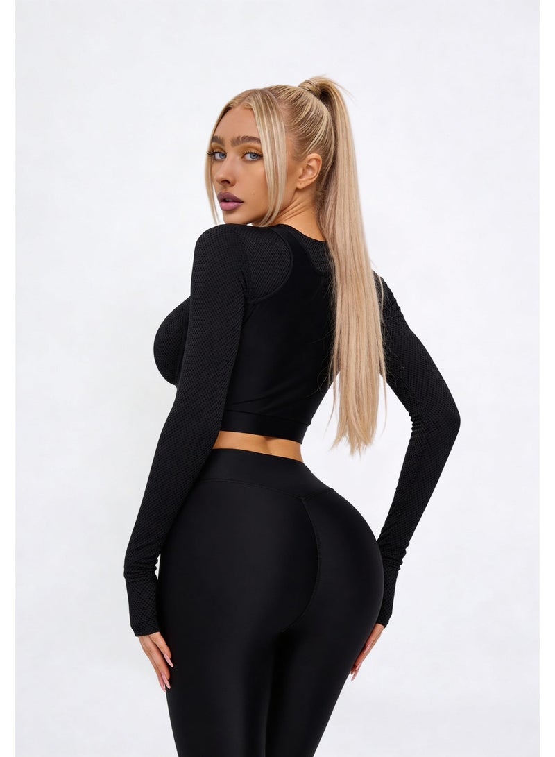 Bona Fide Rashguard Extra Crop Long Sleeve Gym Top - Image 3