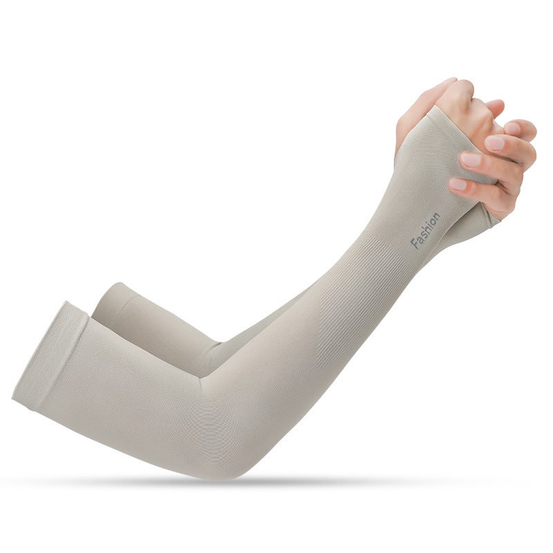 Unisex Ice Silk Sun-Protective Arm Sleeves for Summer Sports HB04 [Set of fingers] Gray [Set of fingers] Gray 