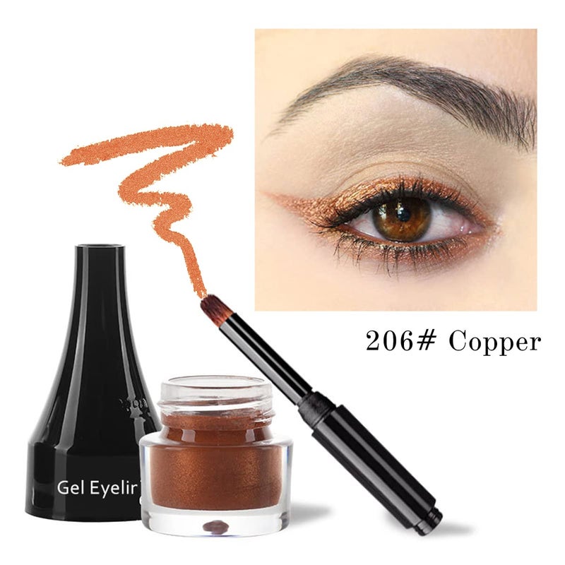 LSxia 2-in-1 Gel Eyeliner Set, Tattoo Eyeliner Waterproof Smudge Proof Gel Cream Eye liner Pot with Brush, High Pigment Eye Makeup for Women (Copper) - Image 3