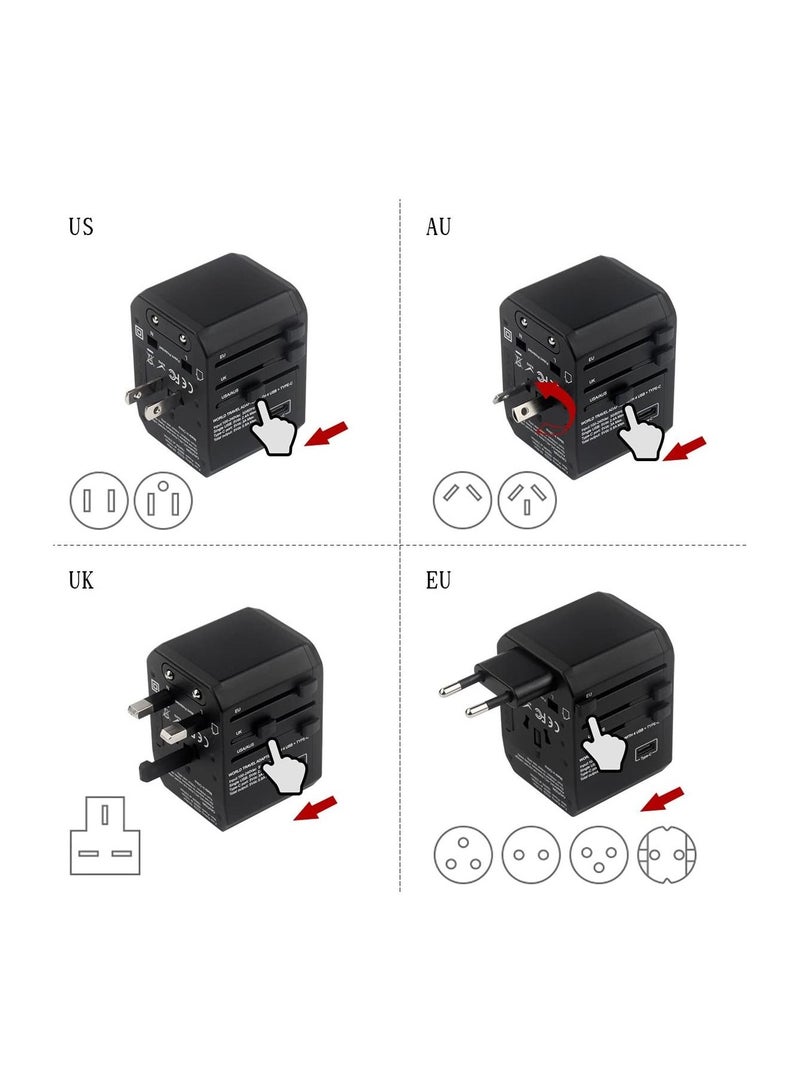 سيوسي محول السفر العالمي ، 4 منافذ USB مع شاحن 5.6A عالي السرعة و 1 3.0A Type C International Wall محول الكل في واحد لأجهزة الهواتف المحمولة والأجهزة اللوحية في جميع أنحاء العالم - Image 3