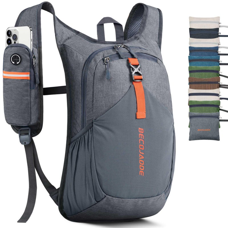 BECOJADDE 15L Small Hiking Backpack for Men Women Foldable Packable Back Pack Ultralight Hiking Daypack for Travel Camping Outdoor, Gray - Image 1