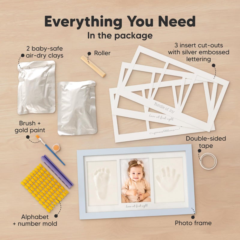 KeaBabies Baby Hand and Footprint Kit - Clay Handprint Keepsake Frame, Newborn Nursery Picture Frame, Personalized New Mom Gifts for Baby First Christmas Shower (Mist Blue) - Image 2