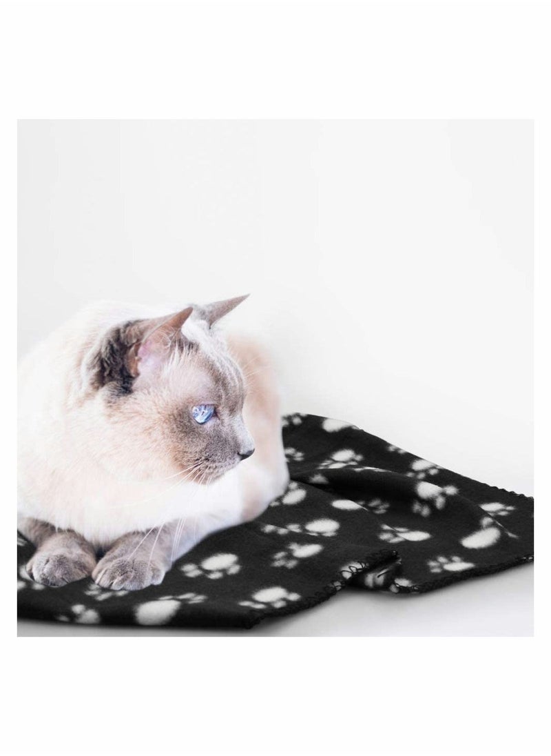 Beauenty - 6 Pack Pet Blanket Soft Fleece Dog Cat Blanket, Fluffy Warm Sleep Bed Cover with Dog Bones Print for Kitten Puppy, Pet Kennels, Beds, Car Seats and Crate (Black) - Image 1