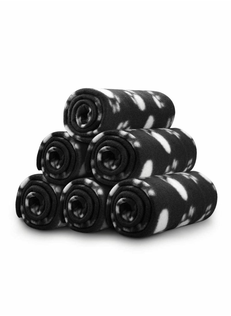 Beauenty 6 Pack Pet Blanket Soft Fleece Dog Cat Blanket, Fluffy Warm Sleep Bed Cover with Dog Bones Print for Kitten Puppy, Pet Kennels, Beds, Car Seats and Crate (Black)  - Image 1