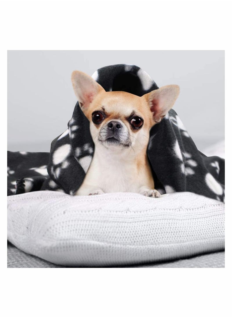 Beauenty 6 Pack Pet Blanket Soft Fleece Dog Cat Blanket, Fluffy Warm Sleep Bed Cover with Dog Bones Print for Kitten Puppy, Pet Kennels, Beds, Car Seats and Crate (Black)  - Image 5
