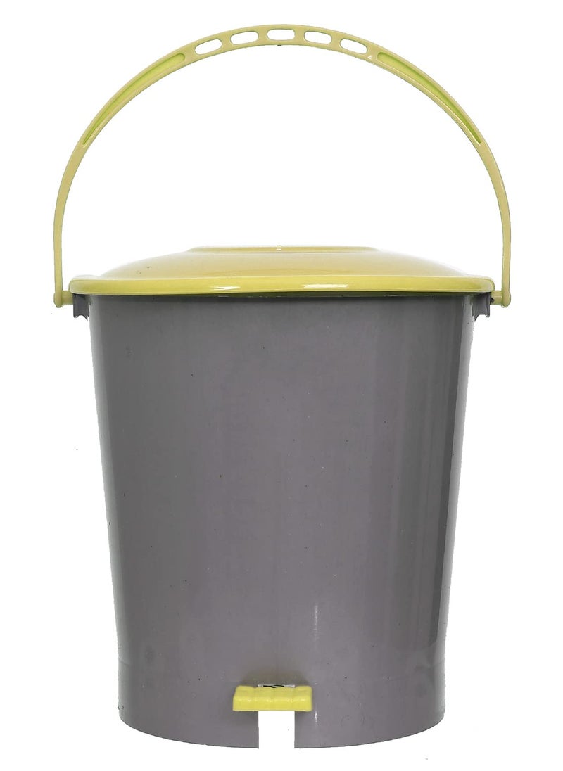 Kuber Industries Kuber Industries Plastic Pedal Dustbin Trashbin Wastebin For Kitchen Bathroom Office Use With Handle 10 Liter Pack of 2 Grey Green47KM0968  - Image 2