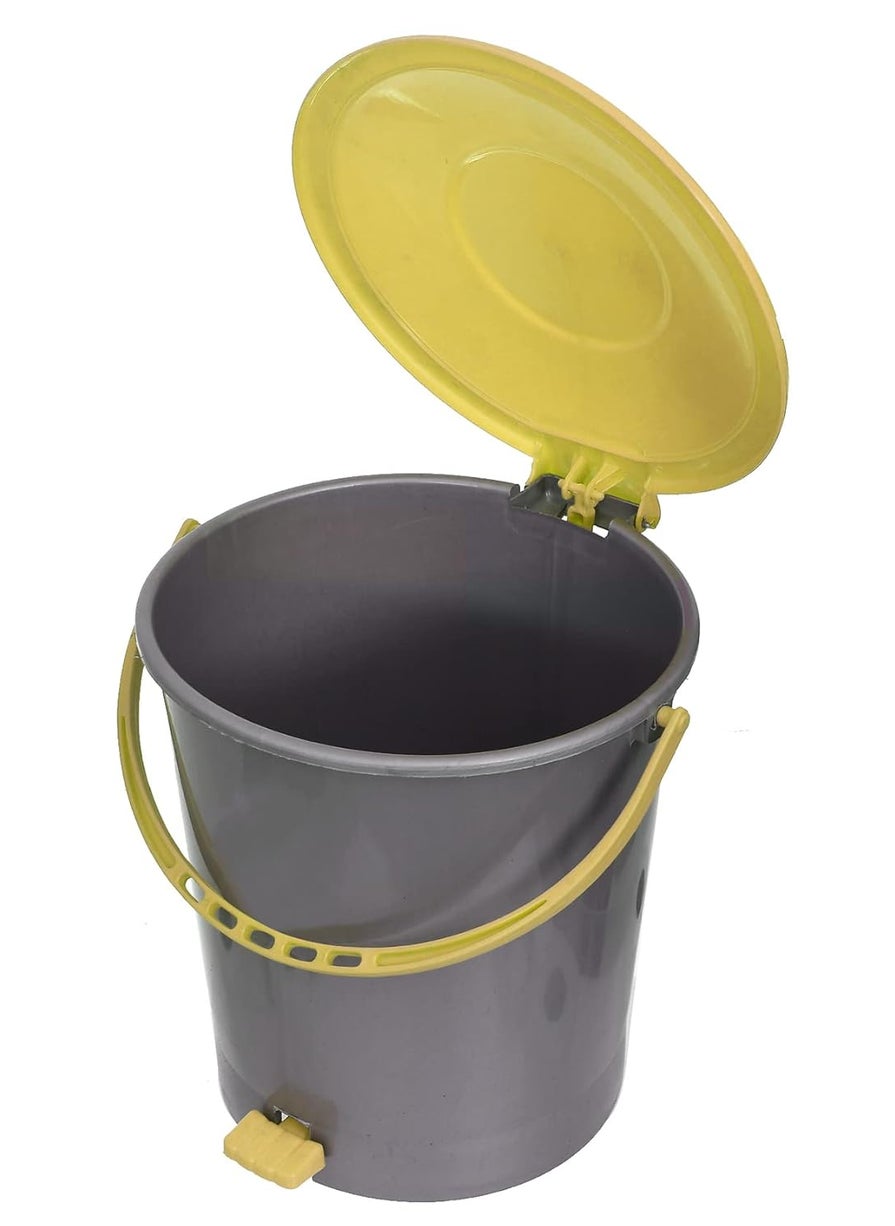 Kuber Industries Kuber Industries Plastic Pedal Dustbin Trashbin Wastebin For Kitchen Bathroom Office Use With Handle 10 Liter Pack of 2 Grey Green47KM0968  - Image 4
