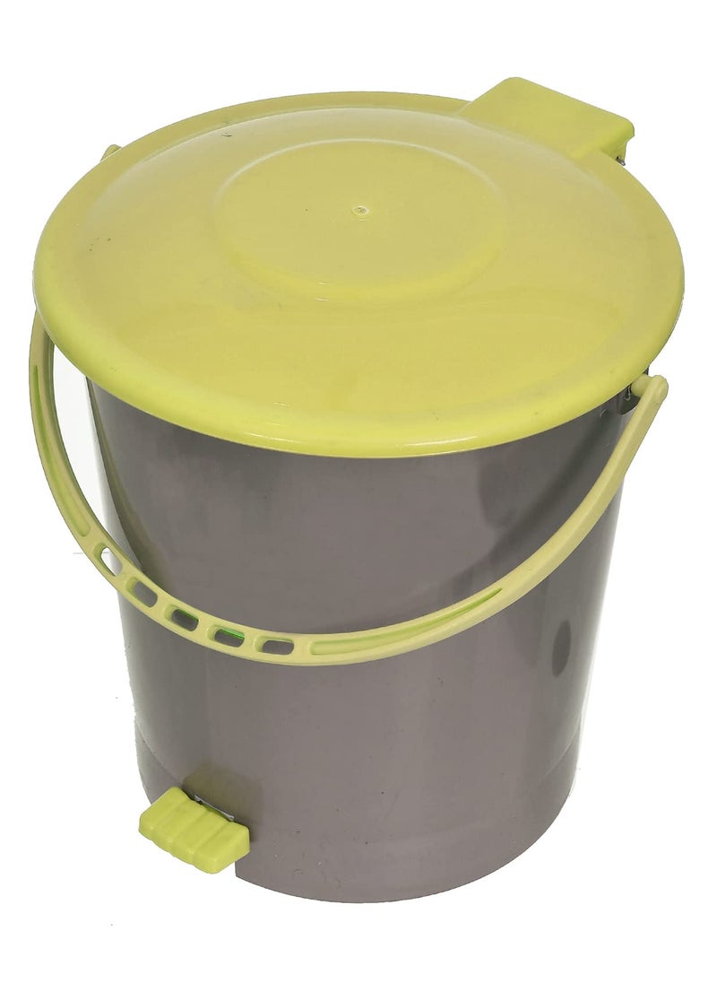 Kuber Industries Kuber Industries Plastic Pedal Dustbin Trashbin Wastebin For Kitchen Bathroom Office Use With Handle 10 Liter Pack of 2 Grey Green47KM0968  - Image 3