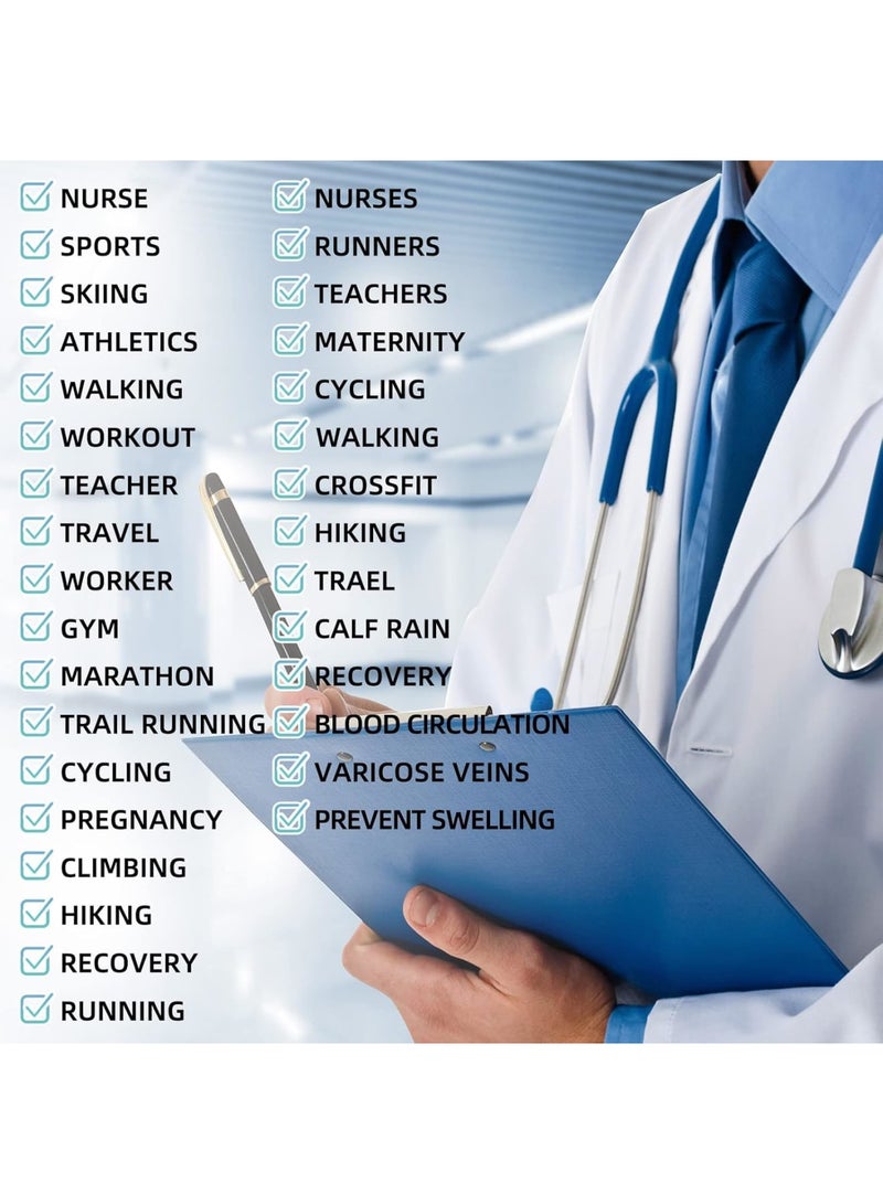 SOLARAE جوارب ضغط، عبوة 4 للنساء والرجال، جوارب ضغط 20-30 مم زئبق، جوارب دعم عالية الركبة مع وسادة دعم متدرجة - Image 5