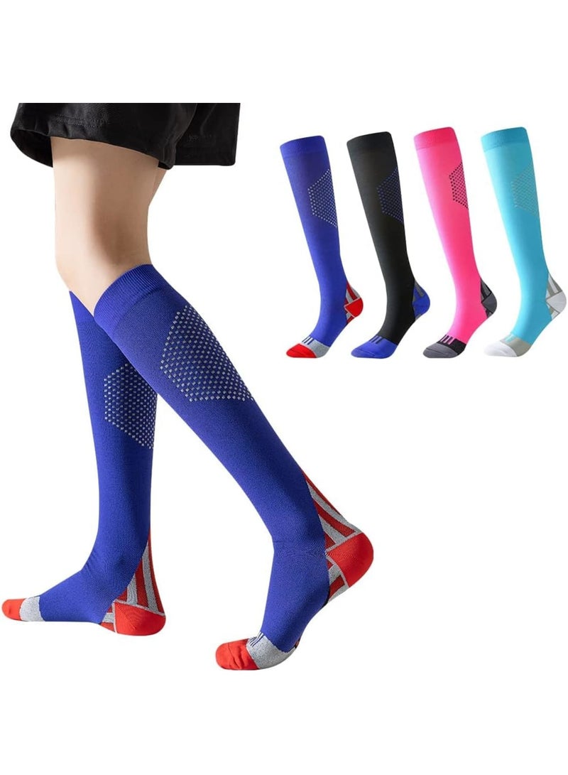 SOLARAE جوارب ضغط، عبوة 4 للنساء والرجال، جوارب ضغط 20-30 مم زئبق، جوارب دعم عالية الركبة مع وسادة دعم متدرجة - Image 1