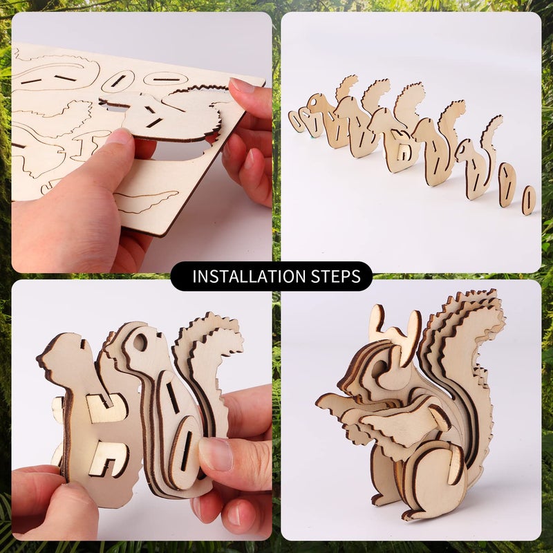 calary 3D Wooden Puzzle Simulation Animal Dinosaur Assembly DIY Model Toy for Kids and Adults,Set of 6 - Image 4