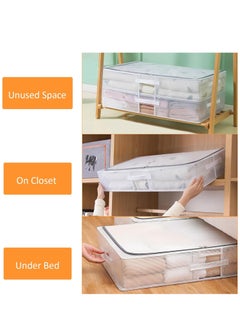XiuWoo 2 Packs Large Capacity Foldable Clear Under Bed Storage Organizer, Quilt Clothes Storage Box, Drawer Storage Organizer, Closet Organizer Basket with Reinforced Handles  - Image 2