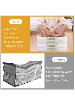 XiuWoo 2 Packs Large Capacity Foldable Clear Under Bed Storage Organizer, Quilt Clothes Storage Box, Drawer Storage Organizer, Closet Organizer Basket with Reinforced Handles  - Image 5