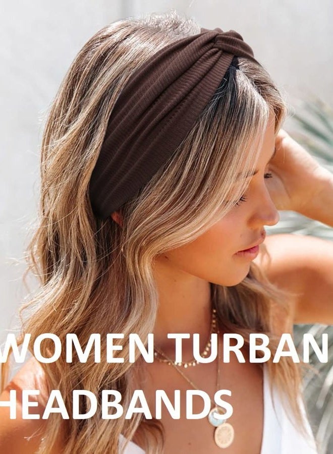 Huachi أربطة رأس بوهو معقودة - إكسسوارات شعر واسعة غير قابلة للانزلاق للنساء بألوان صلبة - Image 3