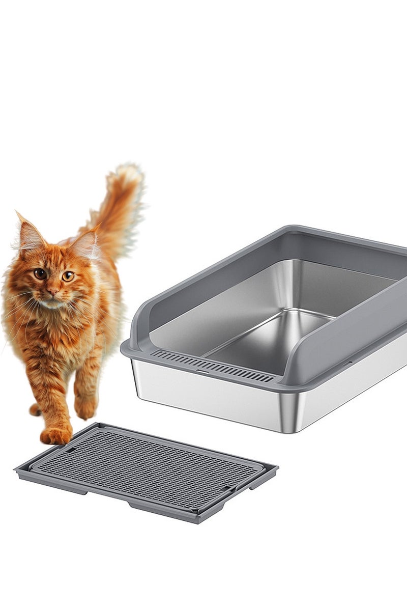 كيدل كبيرة من الفولاذ المقاوم للصدأ القط القمامة مربع ، وسهلة التنظيف ، ومناسبة كبيرة ومتعددة القط القمامة مربع القط القمامة صينية - Image 1