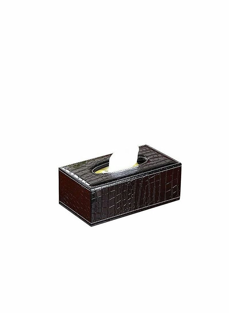 Y&D Large Leather Tissue Box Cover Holder,Rectangular Square Facial Holder Case Dispenser for Home and Car Decoration（Black,9.5x4.7x3.8 Inch）  - Image 1
