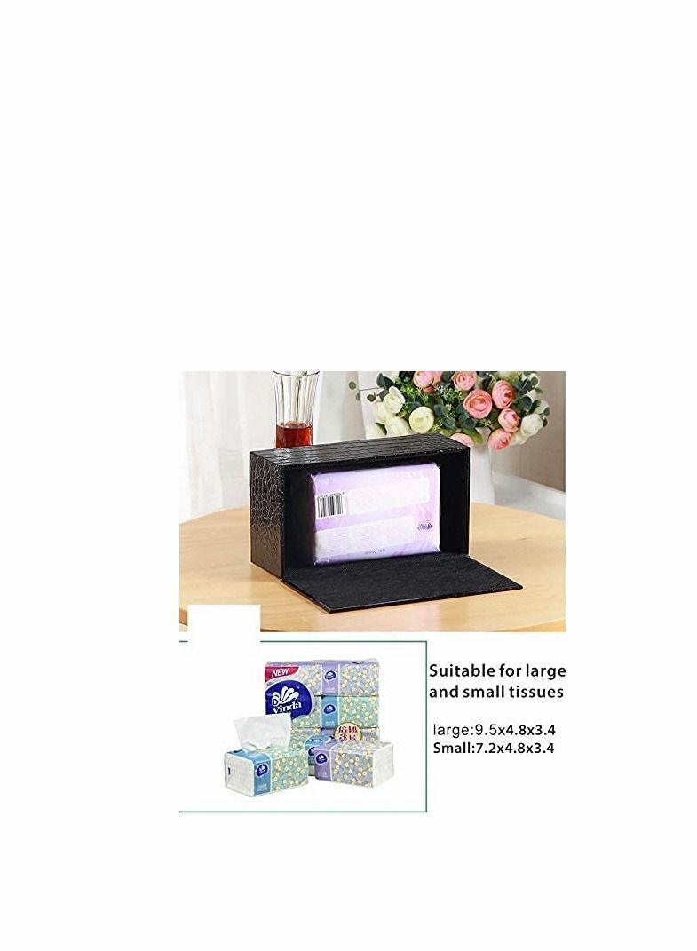 Y&D Large Leather Tissue Box Cover Holder,Rectangular Square Facial Holder Case Dispenser for Home and Car Decoration（Black,9.5x4.7x3.8 Inch）  - Image 4