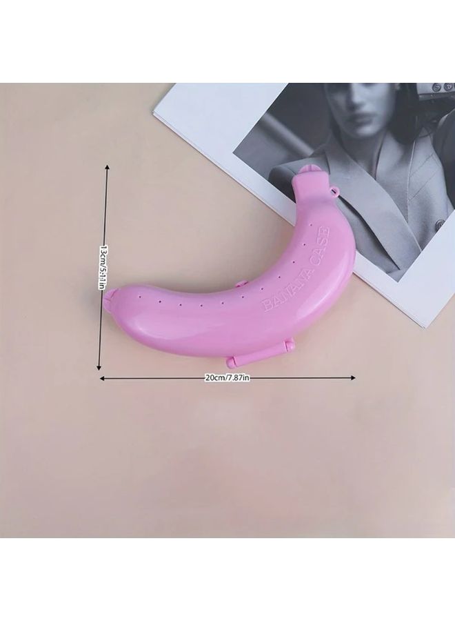 Pink Durable Reusable Banana Storage Box Portable Fruit Container With Clip On Lid For Travel Outdoor - Image 3