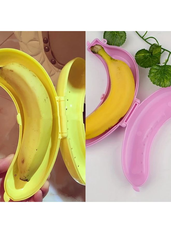 Pink Durable Reusable Banana Storage Box Portable Fruit Container With Clip On Lid For Travel Outdoor - Image 2