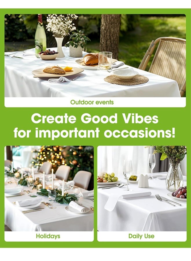 Generic Plastic Table Cloth Disposable 10 Pack, Decorative Tablecloths for Rectangle Tables, White Plastic Cover, Leakproof & Sturdy, White，54 x 108 Inch Table Cloths - Image 4