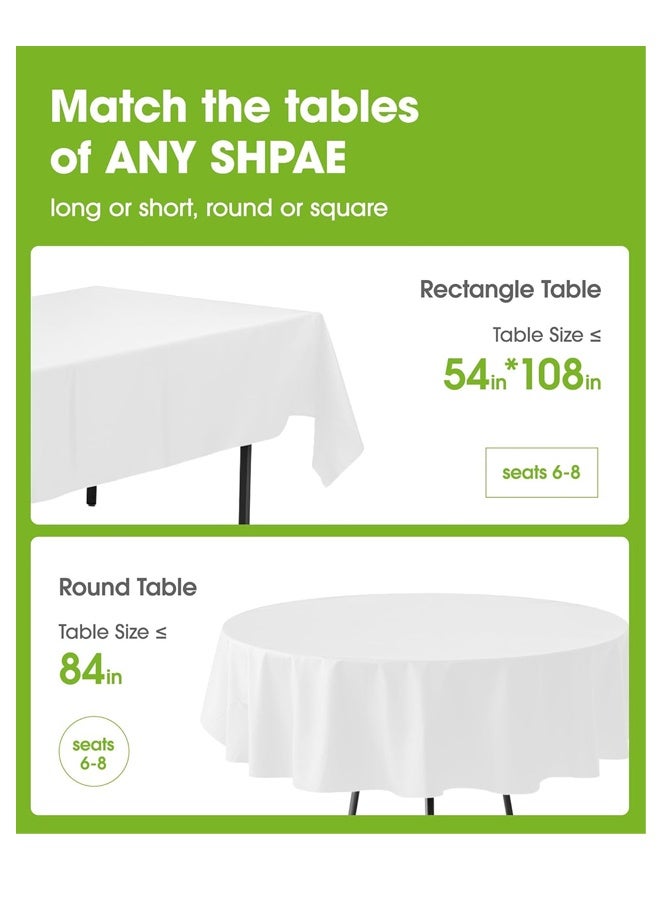 Generic Plastic Table Cloth Disposable 10 Pack, Decorative Tablecloths for Rectangle Tables, White Plastic Cover, Leakproof & Sturdy, White，54 x 108 Inch Table Cloths - Image 2